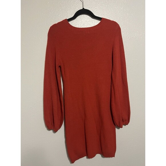 Jack BB Dakota Sweater Dress Womens Size Medium Tuscon Red Orange Balloon Sleeve - Picture 4 of 4